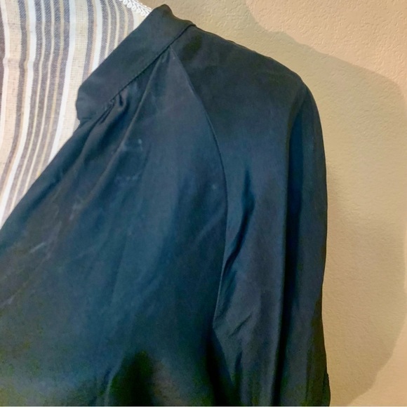 100% Silk Mini Dress Small Viereck Black Flowy V-Neck Tie Belt Short Sleeves - Picture 10 of 16